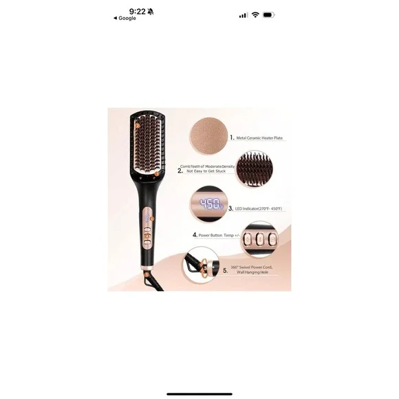 Nicebay Hair Straightener Brush Negative Ion Hair - Black/Yellow Tested - Picture 7 of 7